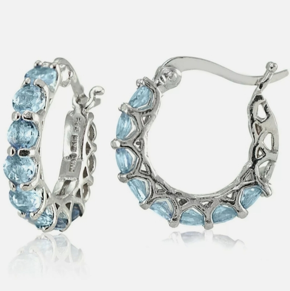 Aventura Jewelry - ⬇️(D17) 18k white gold plated,2 CT blue topaz Swarovski crystals